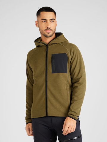 ENDURANCE Athletic Fleece Jacket 'Deerto' in Green: front