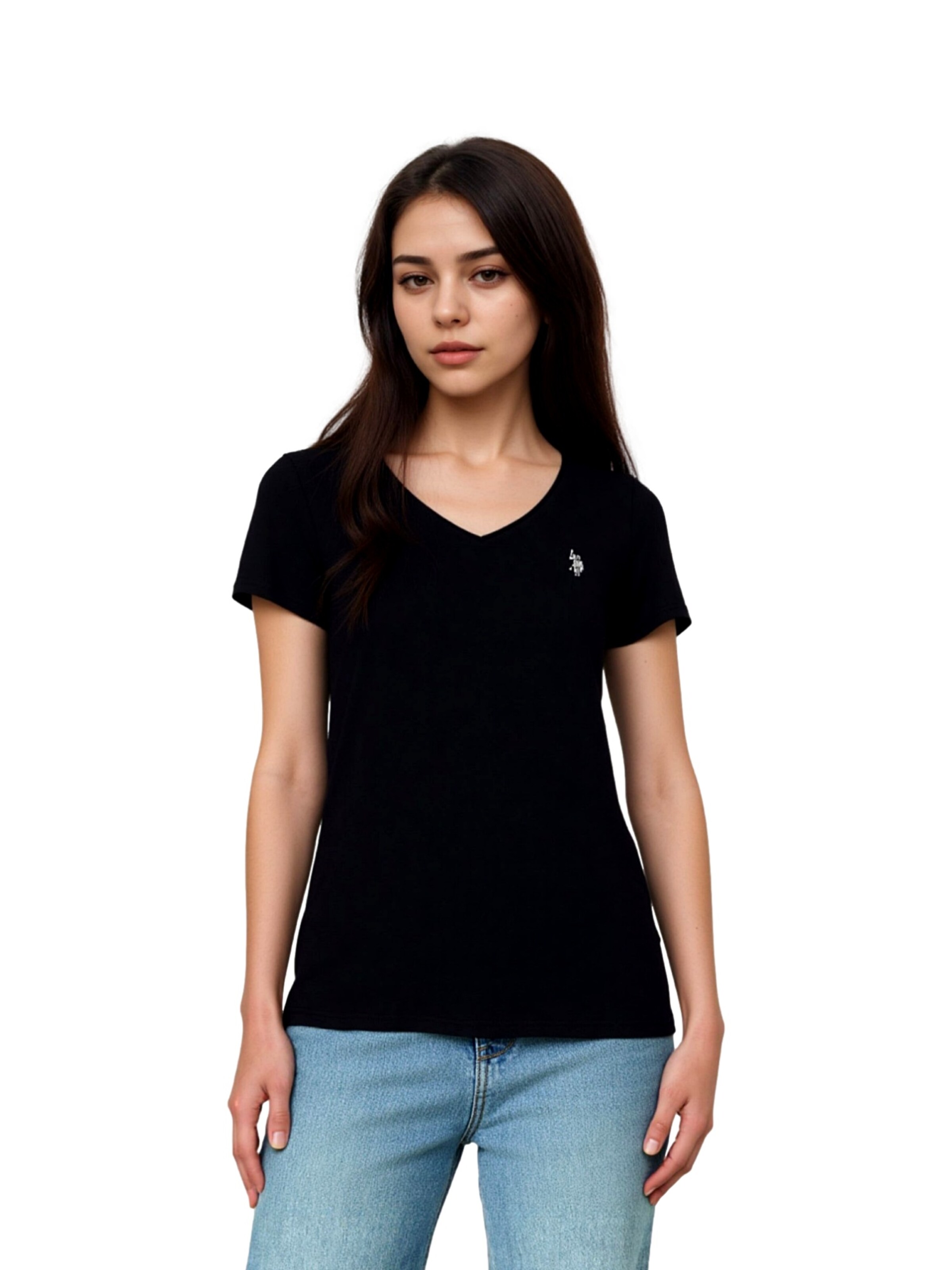 T-shirt 'V-Neck' U.S. POLO ASSN. en noir : devant