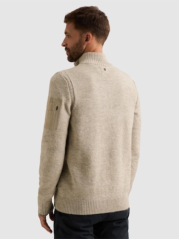 PME Legend - Jersey 'Pullover with half-zip and flight pocket' en beige