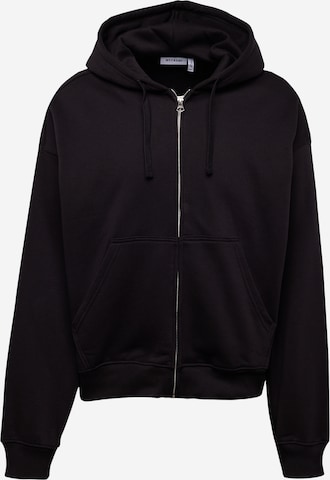 WEEKDAY Zip-Up Hoodie in Black: front