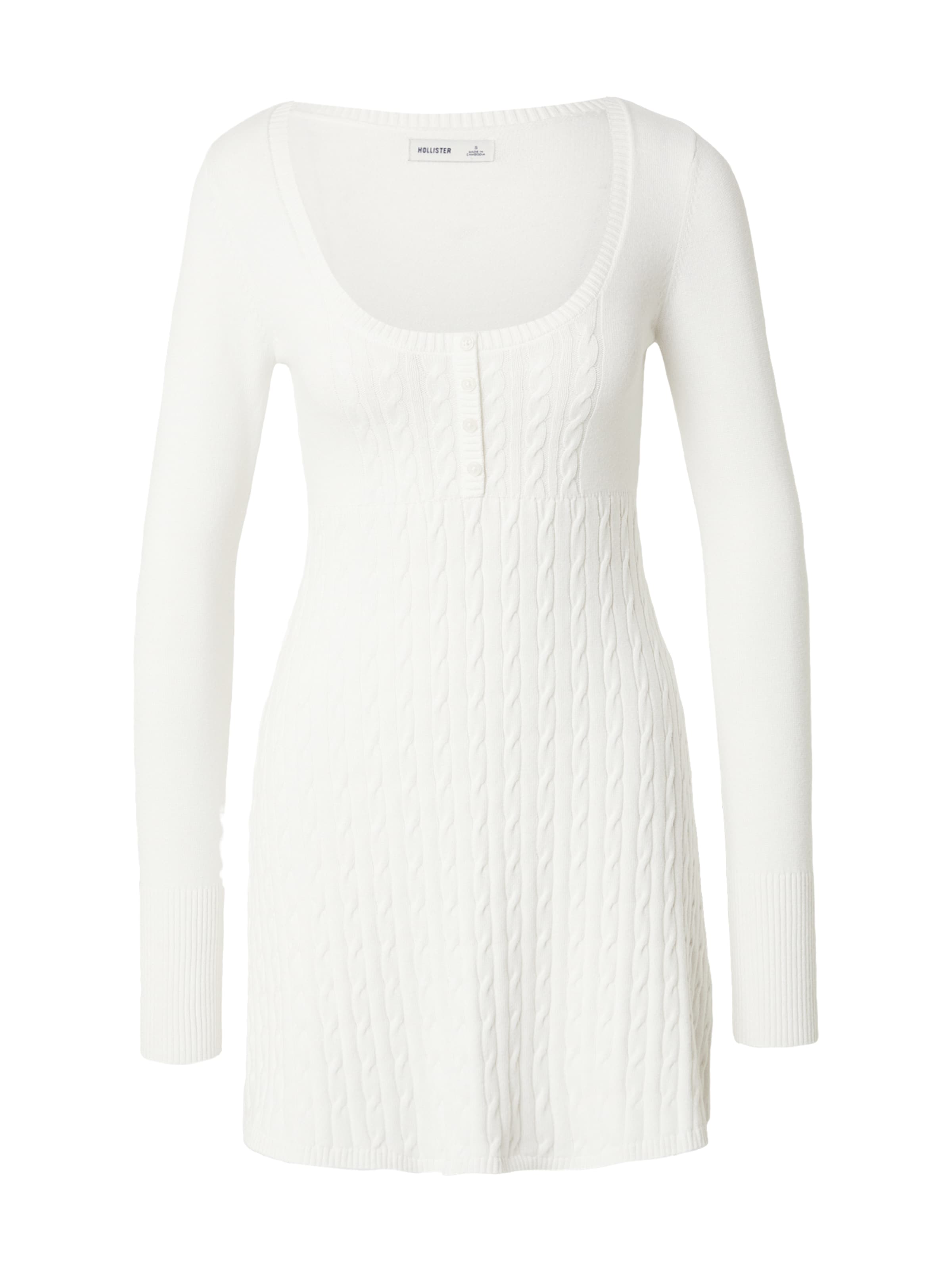 HOLLISTER Плетена рокля в бяло: отпред