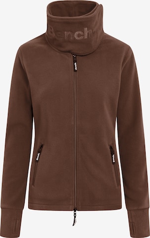 BENCH Fleece Jacket 'FUNNEL' in Brown: front