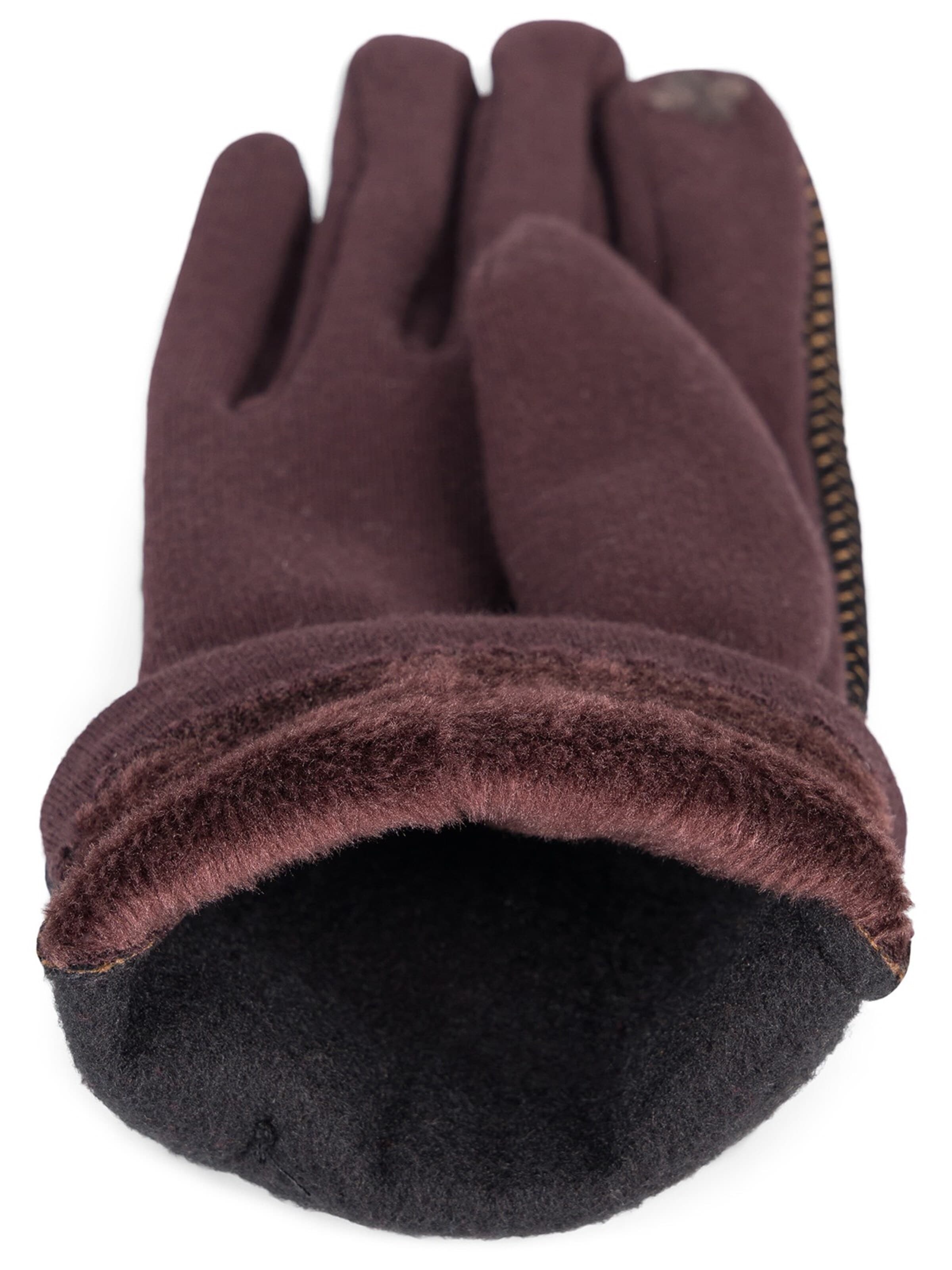 styleBREAKER Full finger gloves 'Touchscreen Handschuhe mit weichem Riffel Muster' in Brown