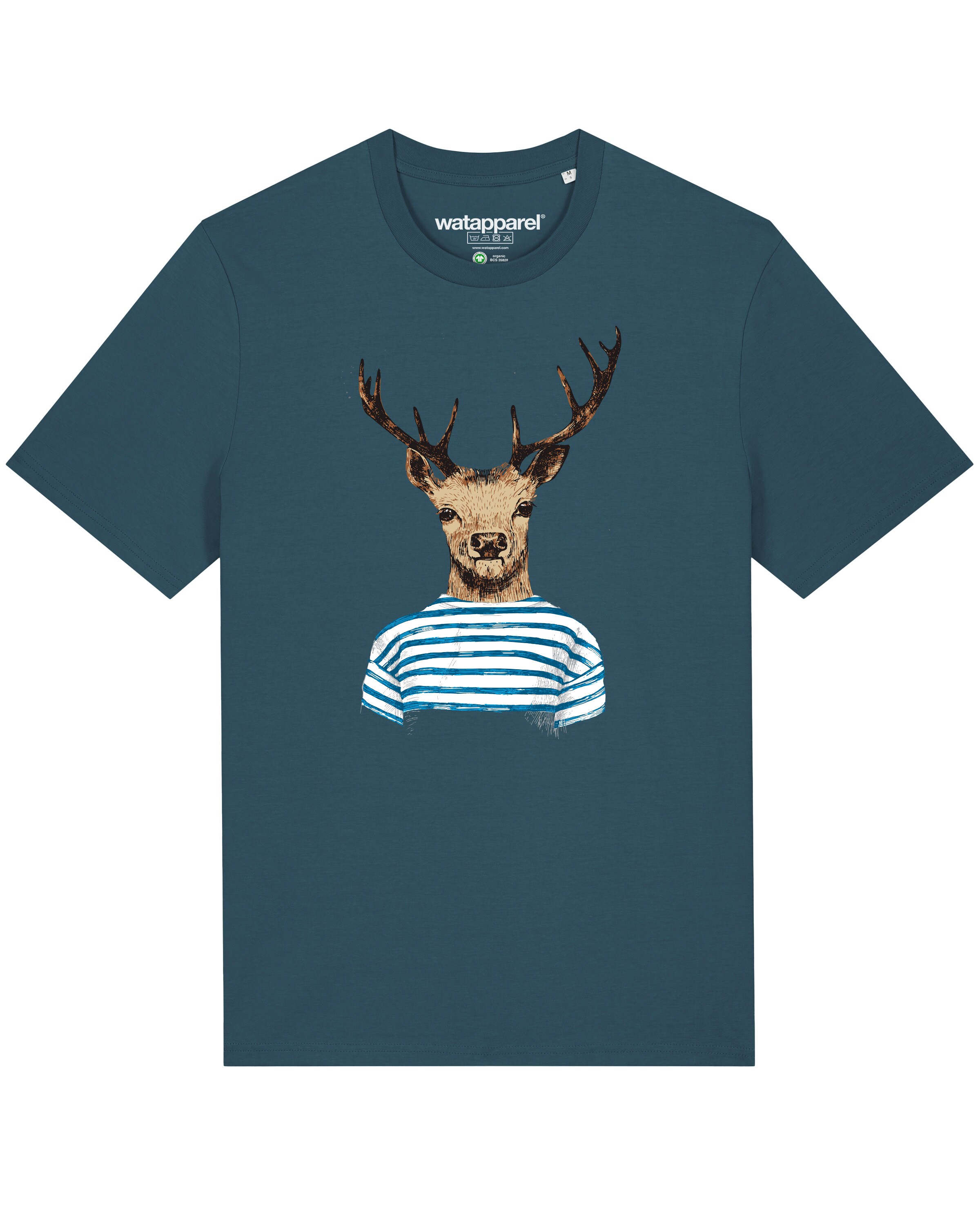 Watapparel Shirt ' Hirsch ' in Blau: Vorderseite