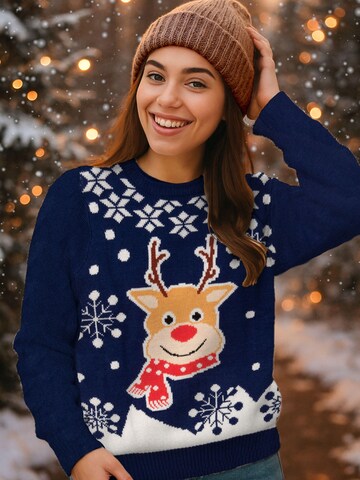United Labels Sweater 'Weihnachtspullover Rentier' in Blue