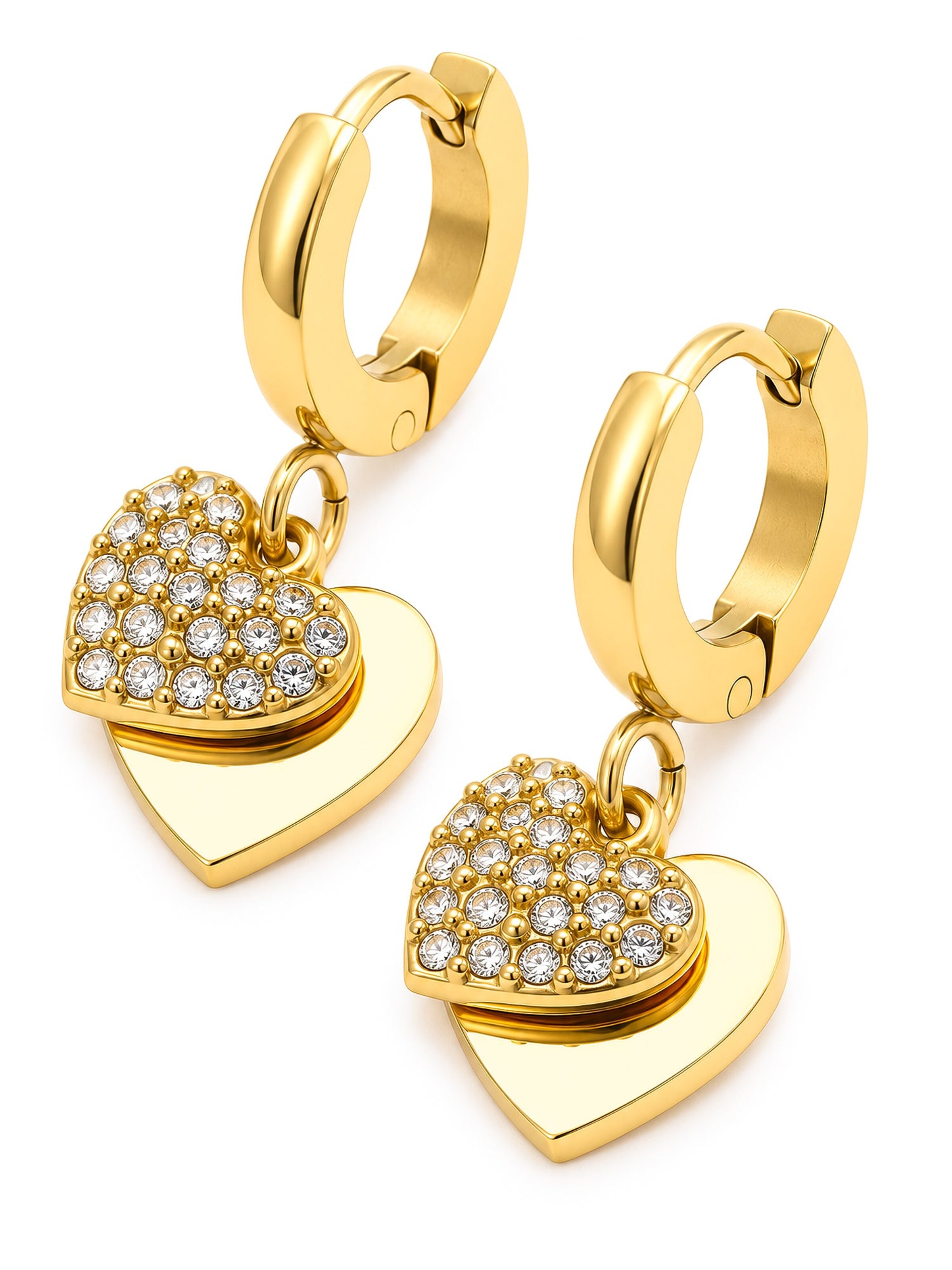 THIORA Ohrringe 'Heartbeats'‌‌‌ in Gold: Vorderseite