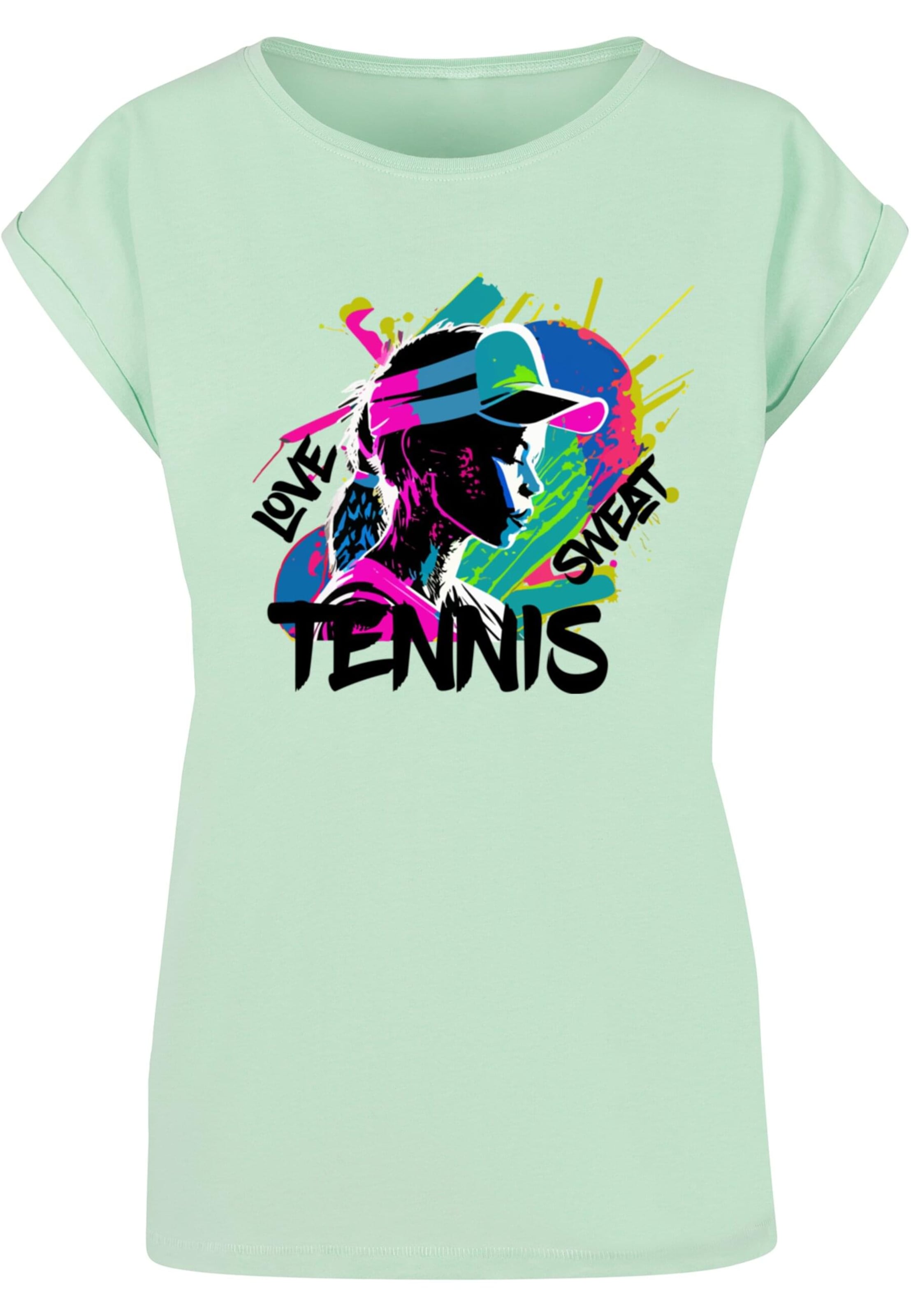 Merchcode Μπλουζάκι 'Tennis Love, Sweat' σε πράσινο: μπροστά