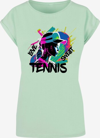 Merchcode T-Shirt 'Tennis Love, Sweat' in Grün: predná strana