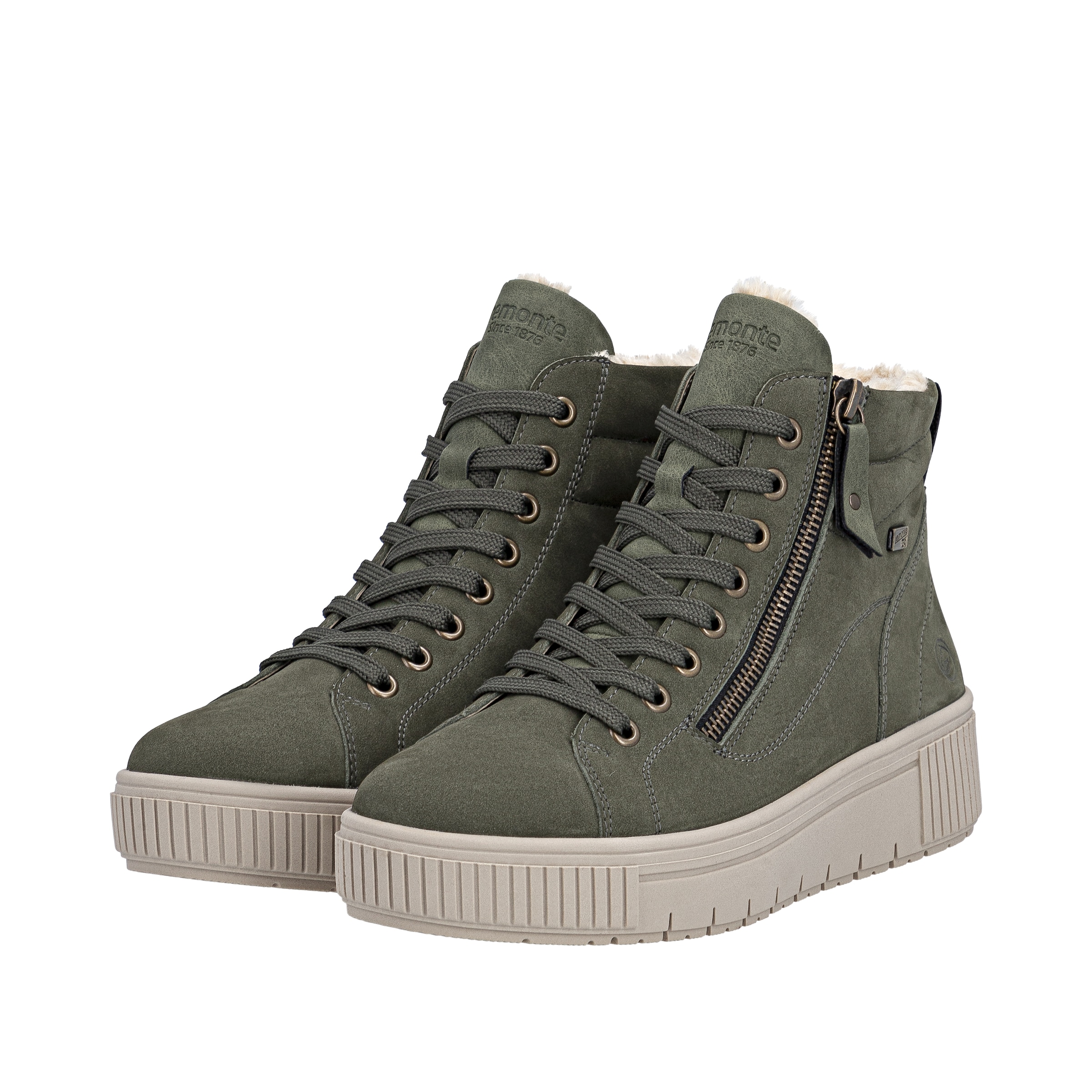 REMONTE Lace-Up Ankle Boots in Green