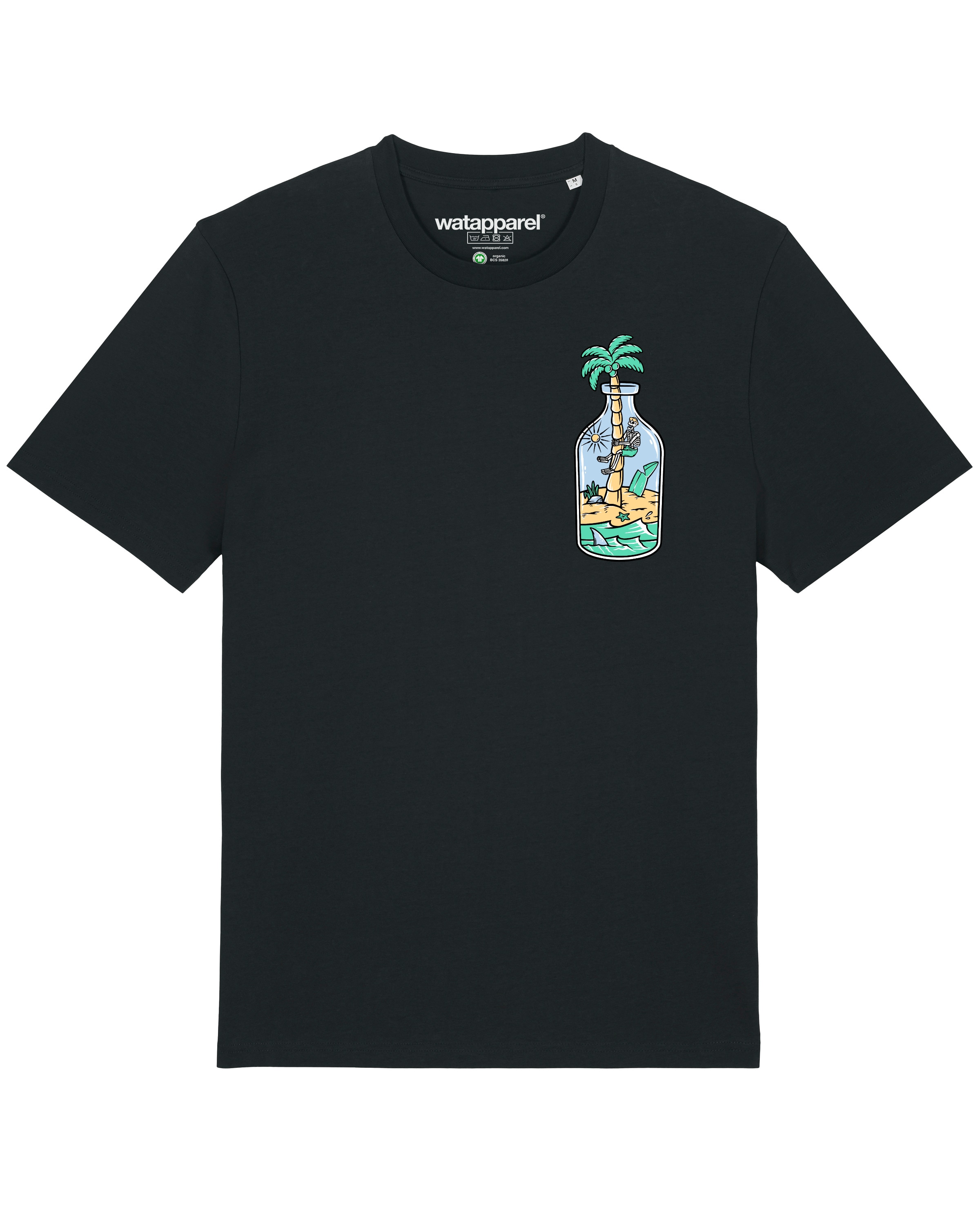 Watapparel Shirt &#x27; Holiday in a bottle &#x27; in Black: front