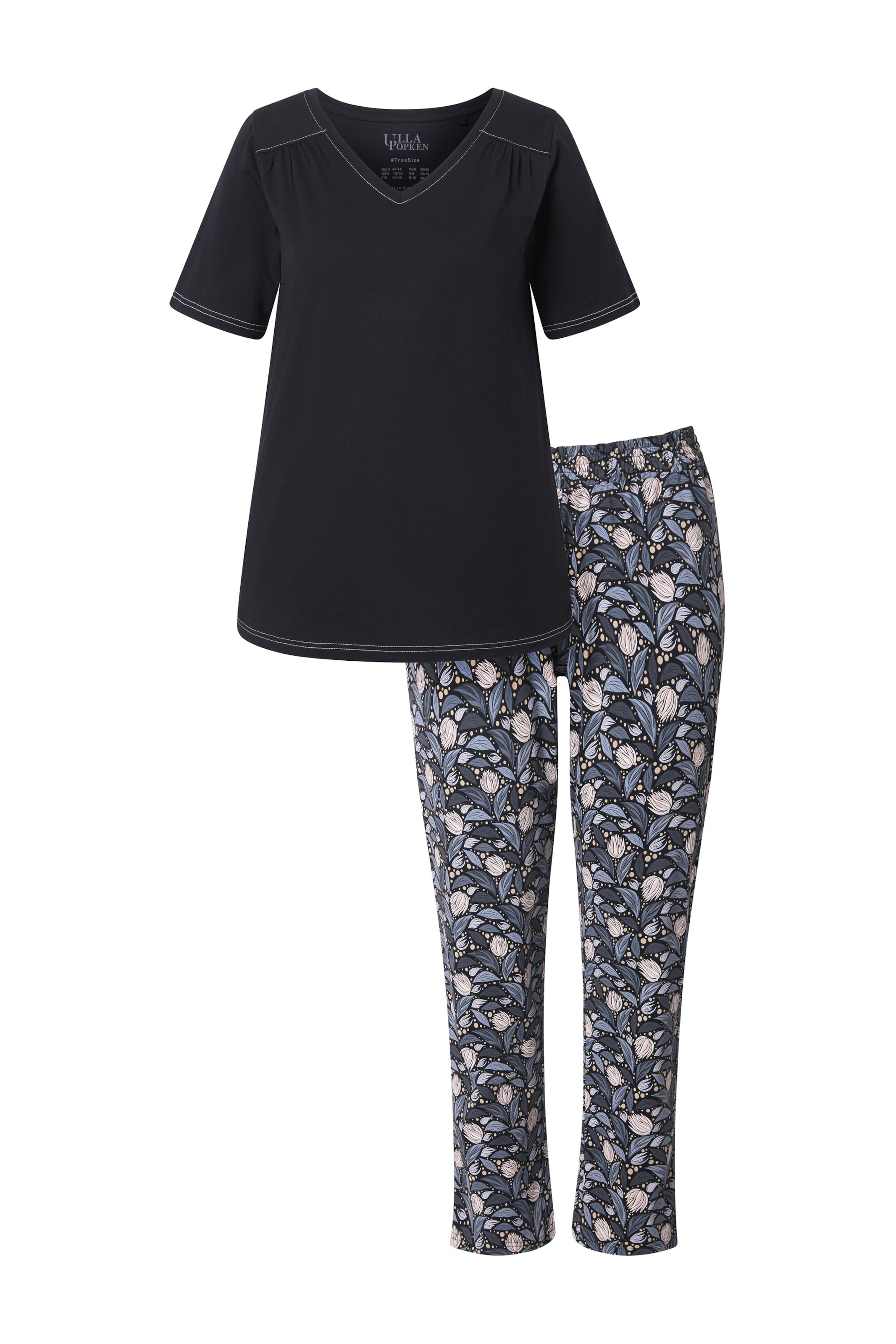 Ulla Popken Pyjama in Zwart: voorkant