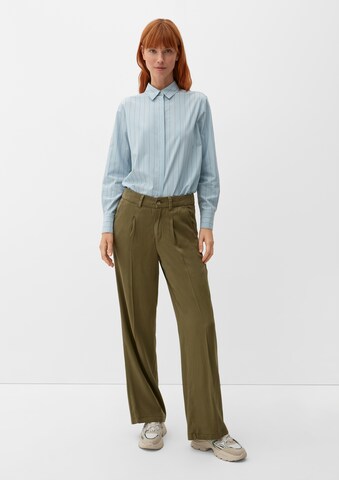 Wide Leg Pantalon à plis s.Oliver en vert