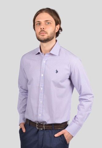 U.S. POLO ASSN. Regular fit Button Up Shirt in Purple: front