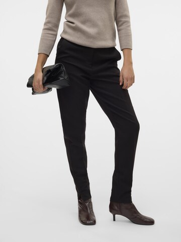 VERO MODA Tapered Trousers with creases 'BEATE' in Black: front