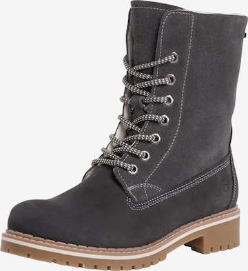 TAMARIS Lace-up bootie in Grey: front