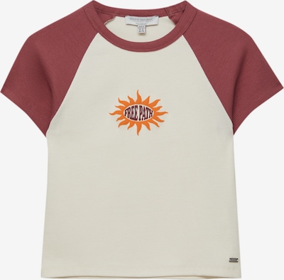Pull&Bear T-shirt i ecru / rostbrun / orange, Produktvy