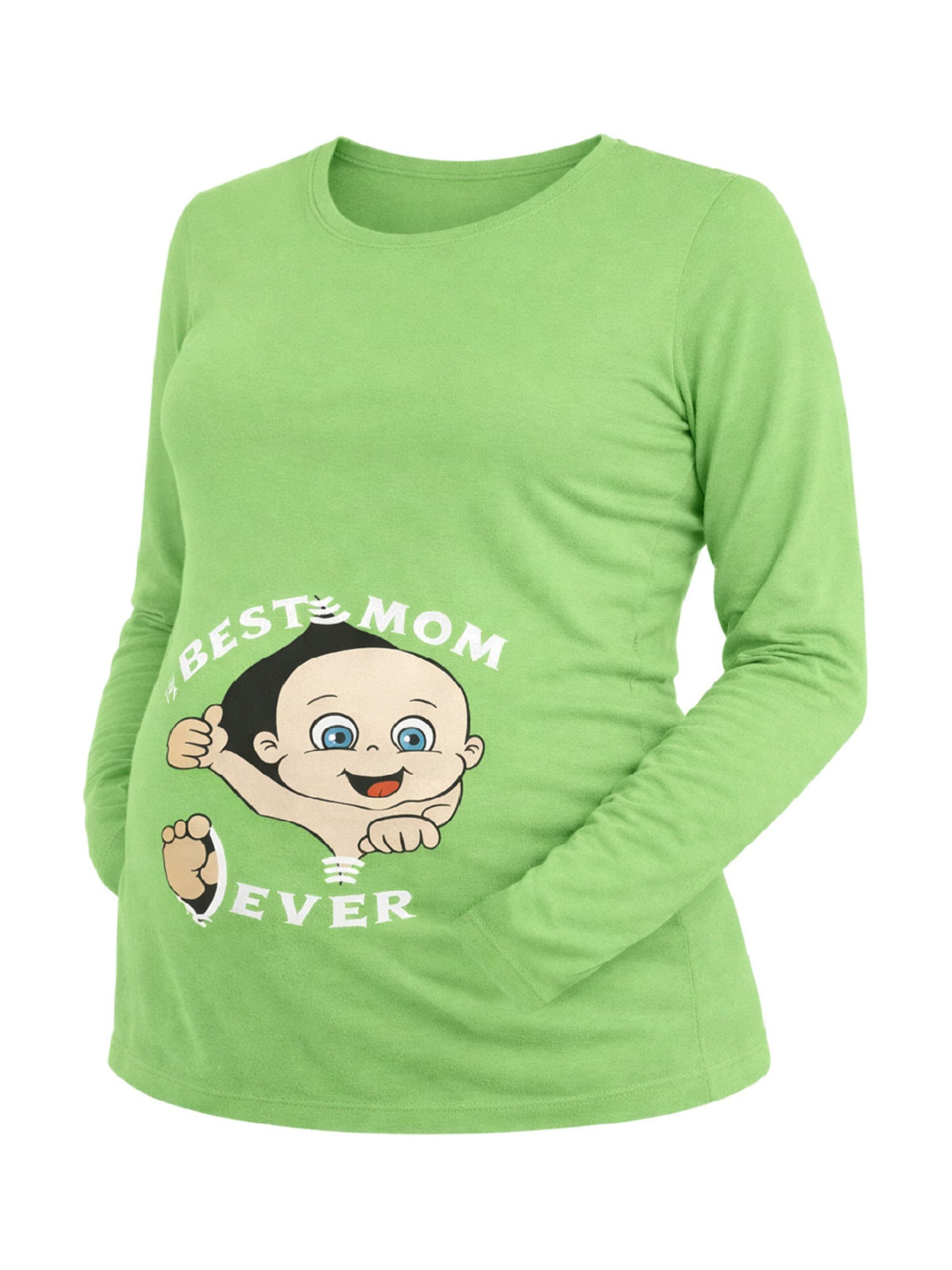 M.M.C. Shirt 'Best Mom Ever Umstandslangarmshirt' in Green: front