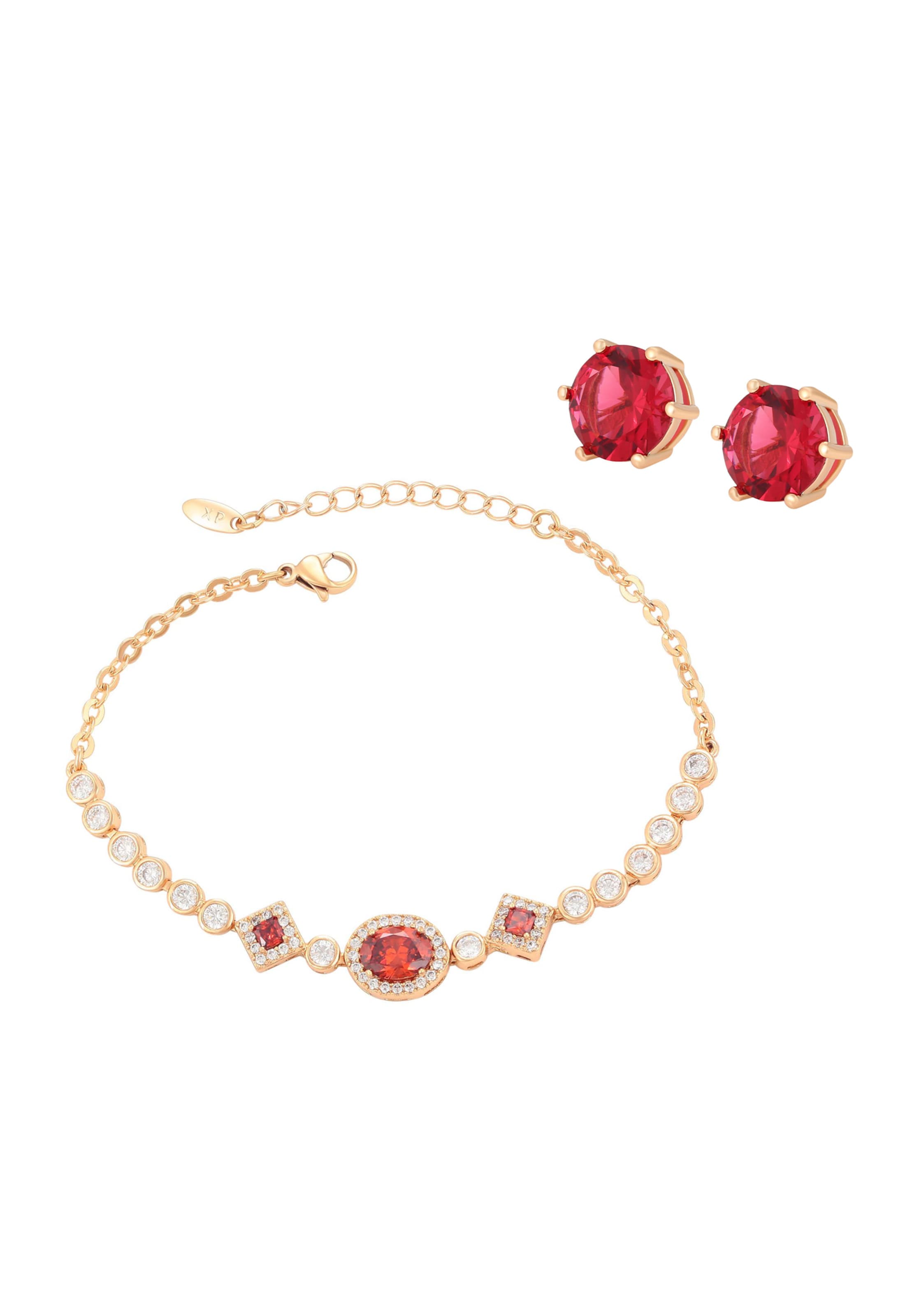 faina Conjuntos de bijuteria em ouro / vermelho / transparente, Vista do artigo