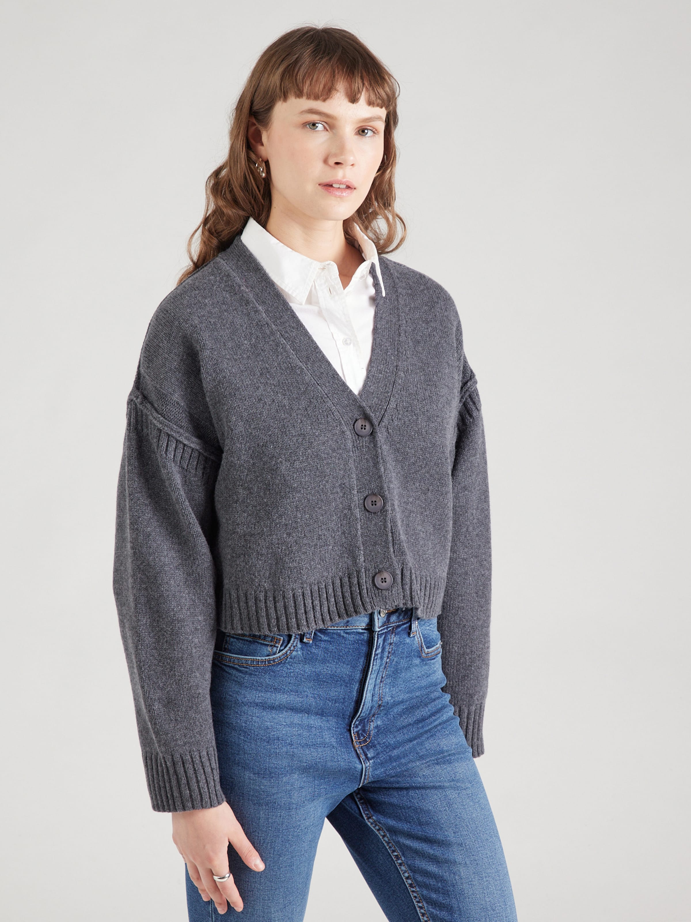 TOPSHOP Knit Cardigan in Dark Grey | ABOUT YOU