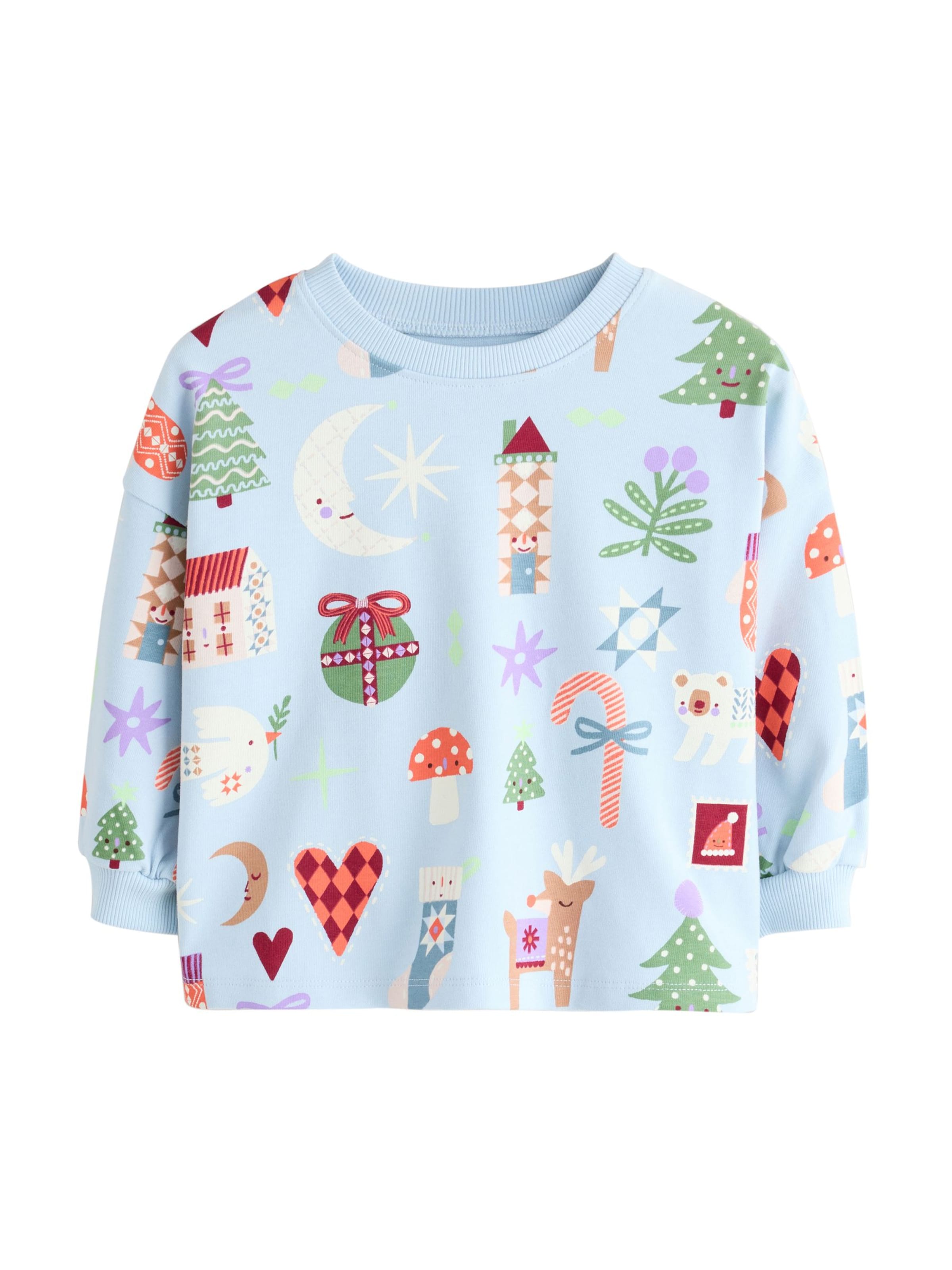 Next - Camiseta 'Christmas' en azul: frente