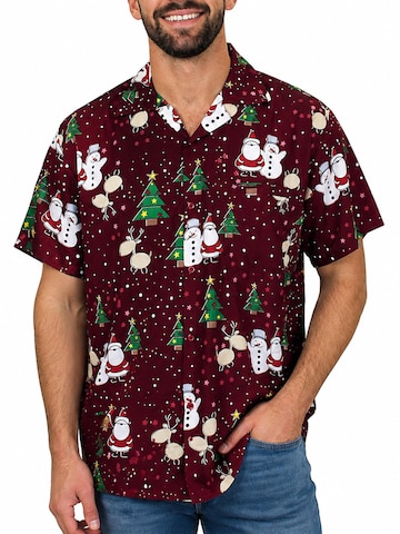 Regular fit Camicia 'Christmas Buddies' di King Kameha in rosso