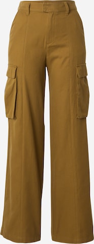 QS Wide leg Cargobroek in Bruin: voorkant