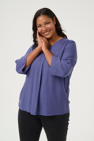 KAFFE CURVE Blouse 'Else' in Blauw: voorkant