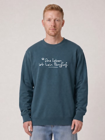 Watapparel Sweatshirt 'Das Leben Ist Kein Ponyhof' in Groen: voorkant
