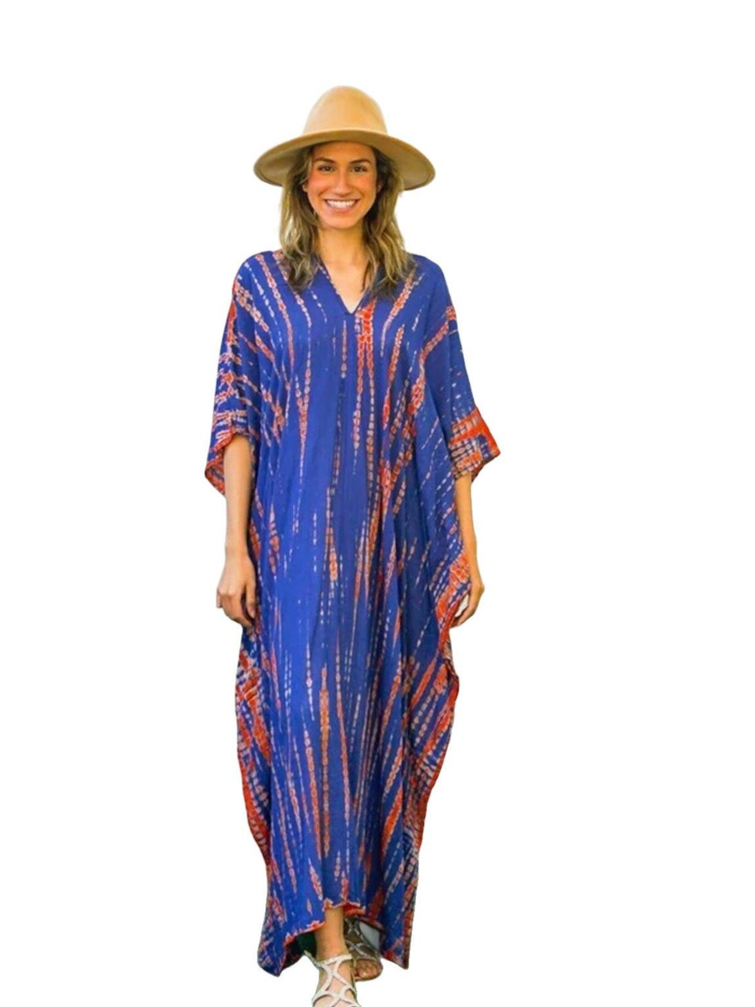 PfauGermany Strandkleid 'Kaftan Free size .Fits M to 4XL V- neck Ankle length Long Sleeve'‌‌‌‌‌‌‌‌‌ in Lila: Vorderseite