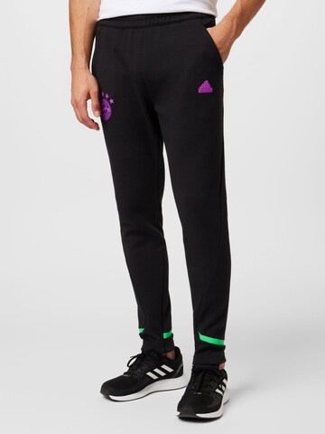 ADIDAS SPORTSWEAR Slim fit Workout Pants 'FC Bayern München Designed for Gameday' in Black: front