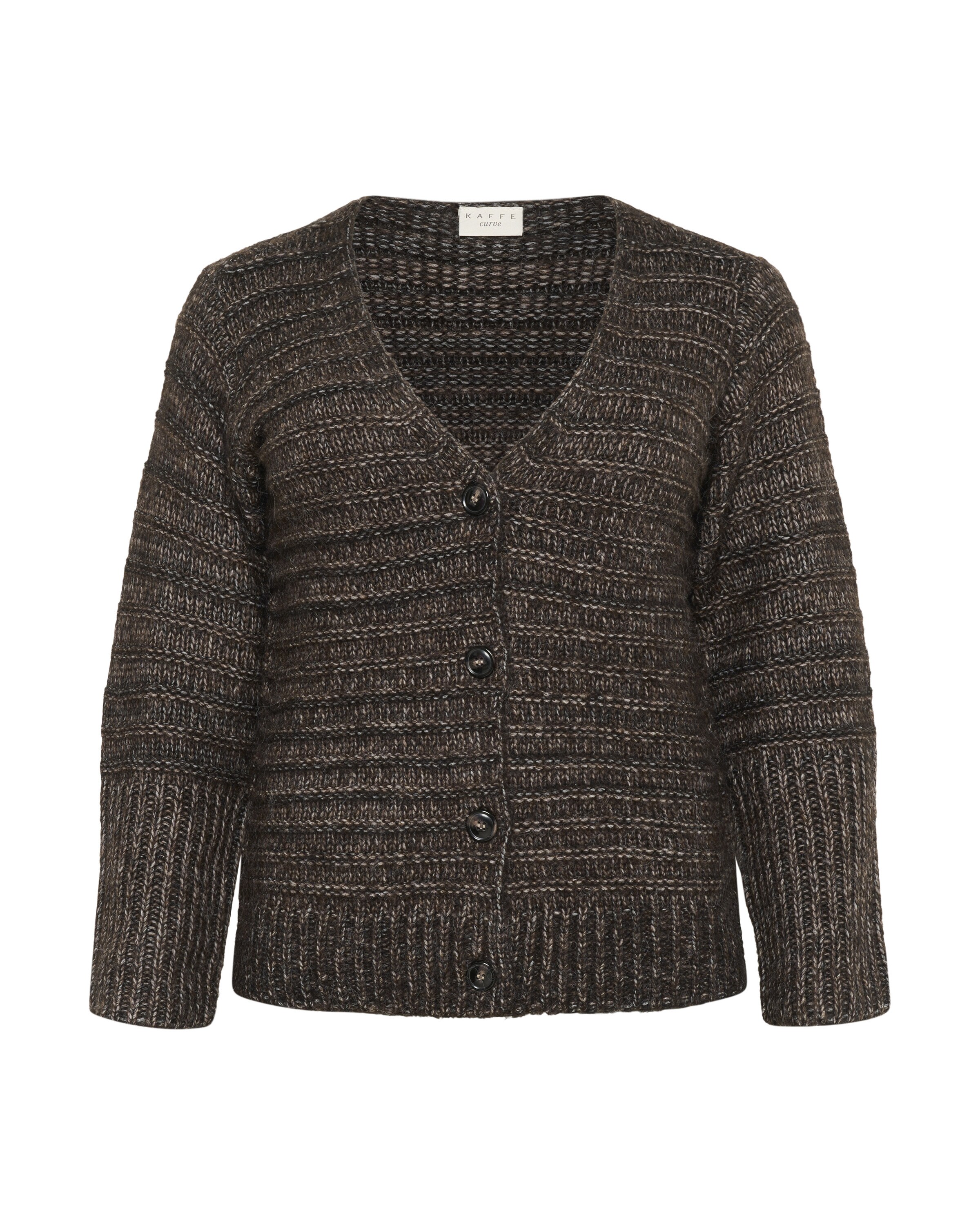 KAFFE CURVE Knit cardigan 'KCMarina' in Brown: front