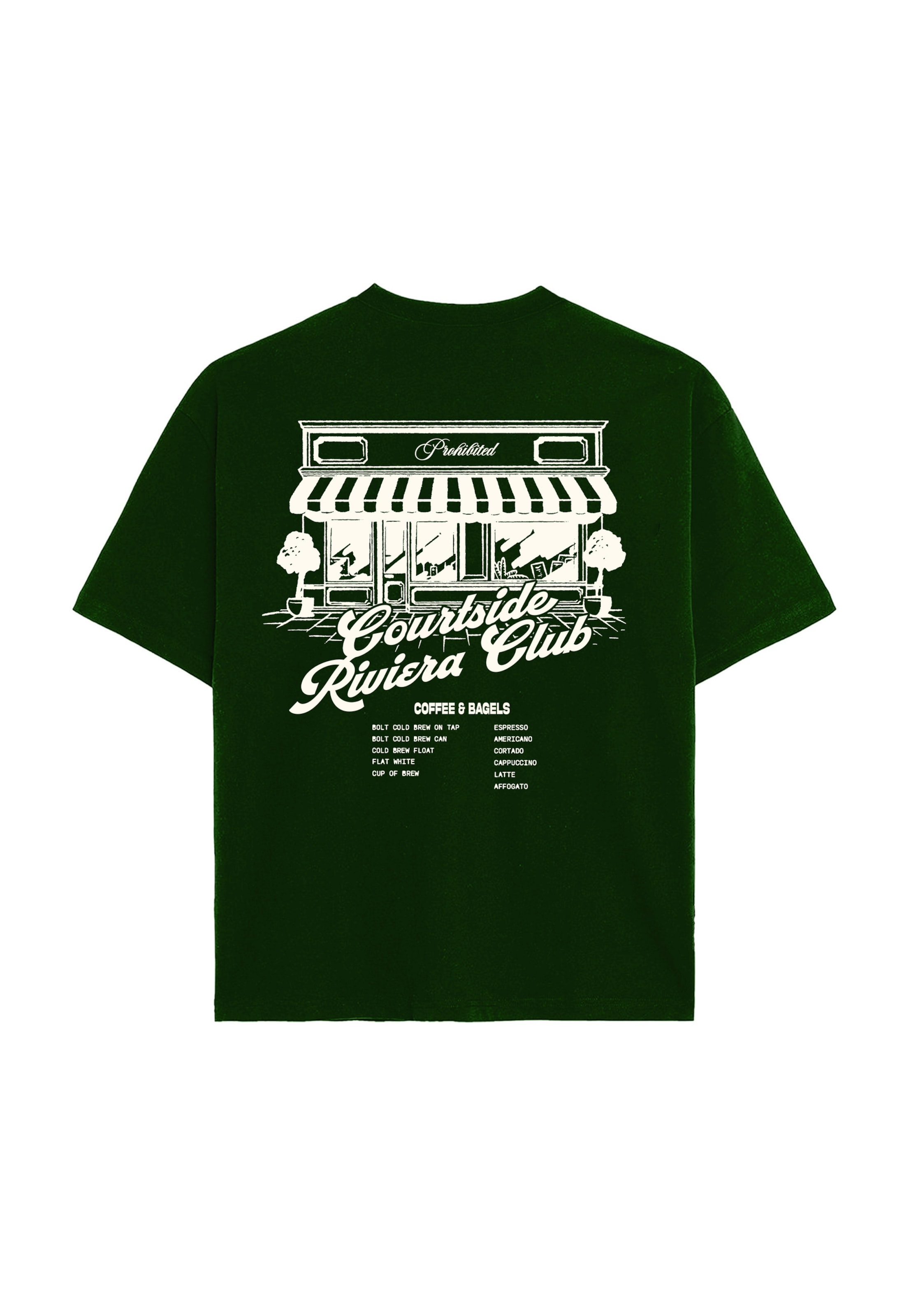 Prohibited Shirt 'Coffee and Bagels' in Green: front