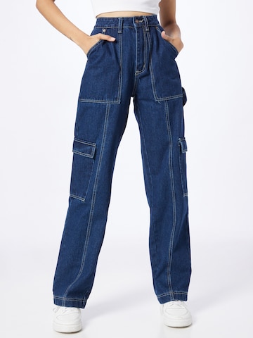 Nasty Gal Cargo Jeans in Blue: front