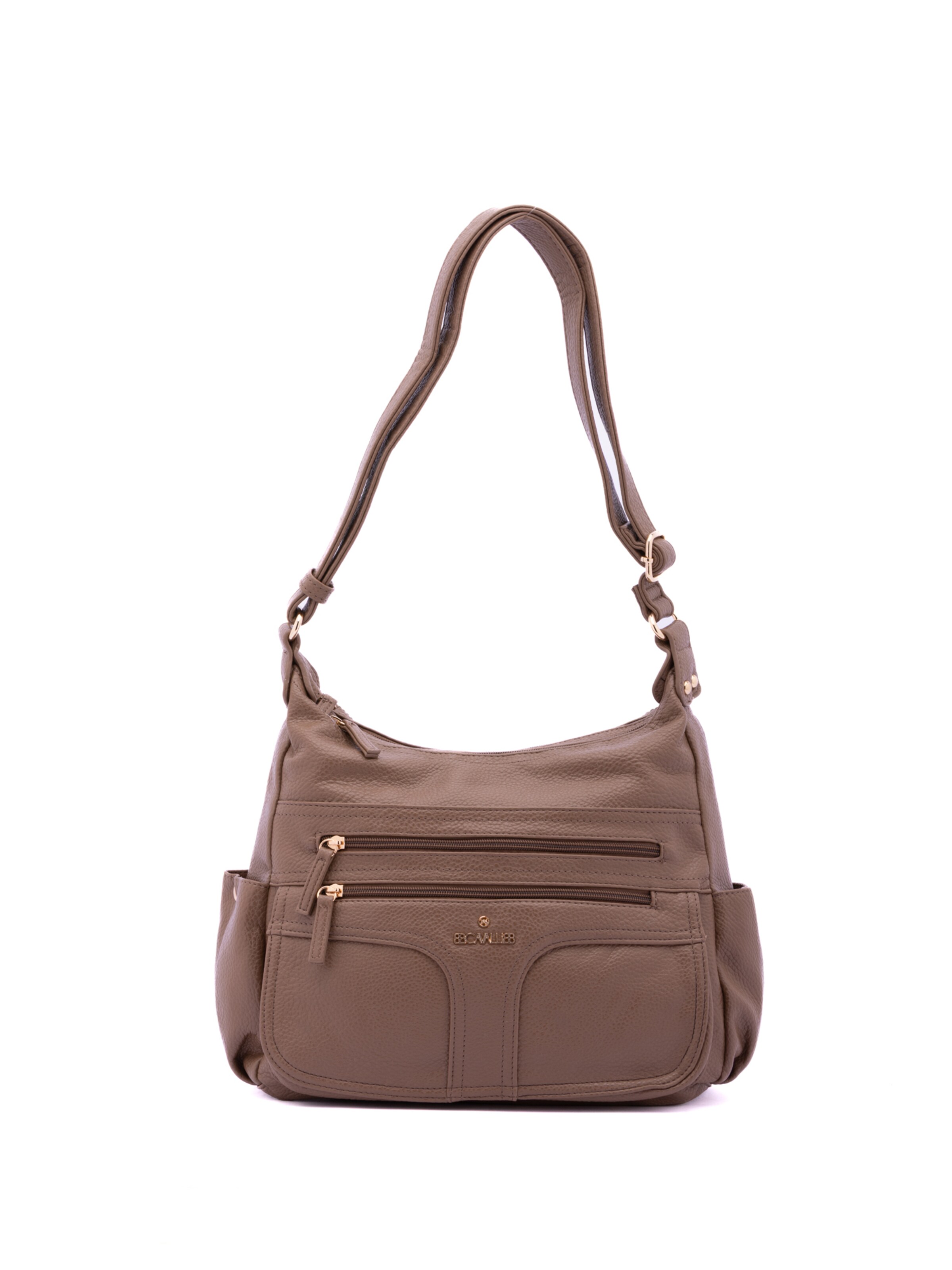 Borsa a spalla 'Borsa a Spalla Donna Ecopelle - Zip e Tasche Multiple' di B. Cavalli in grigio: frontale