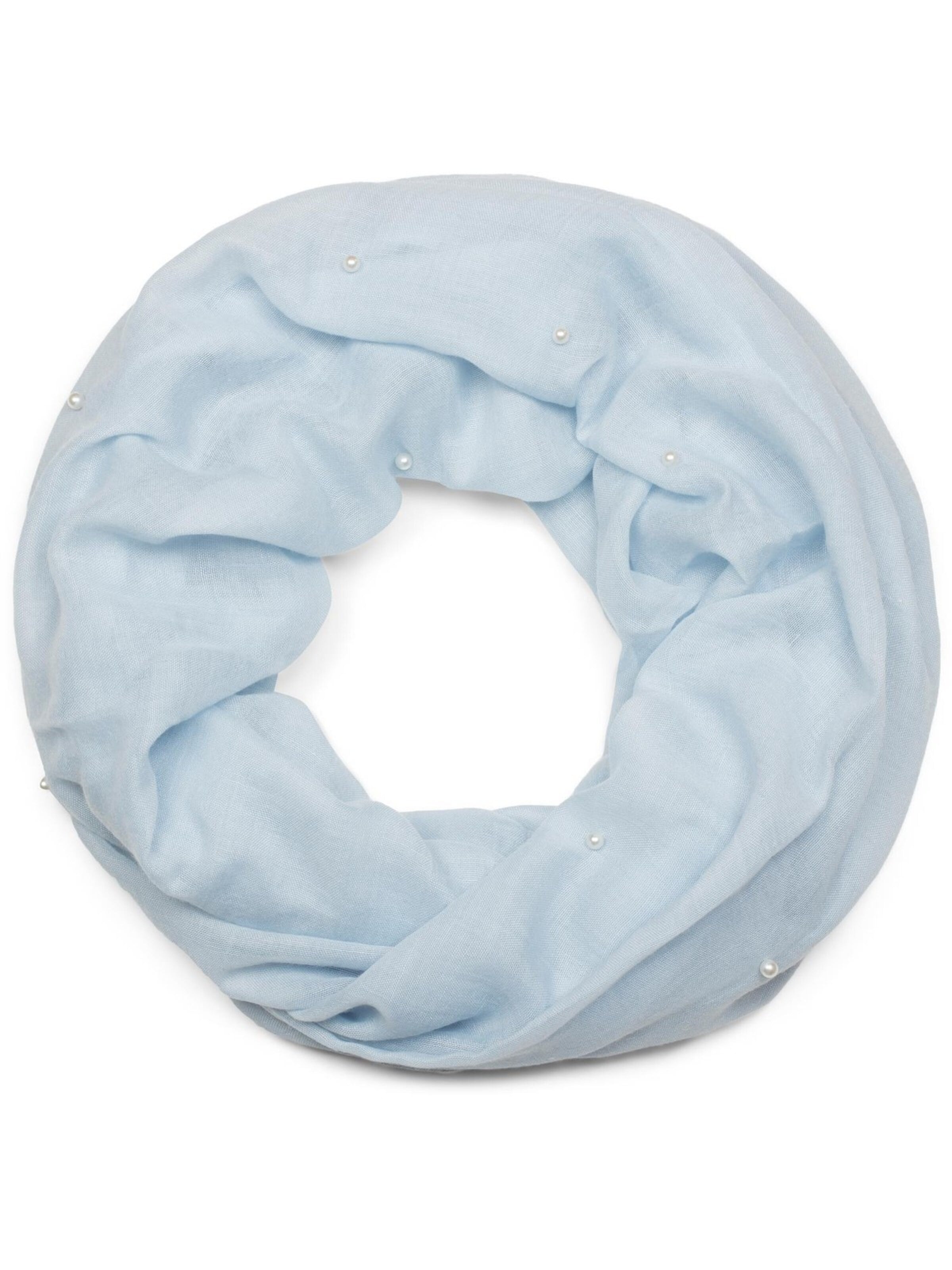 styleBREAKER Schlauchschal 'Loop Schal mit Perlen Applikation'‌‌‌‌‌ in Blau: Vorderseite