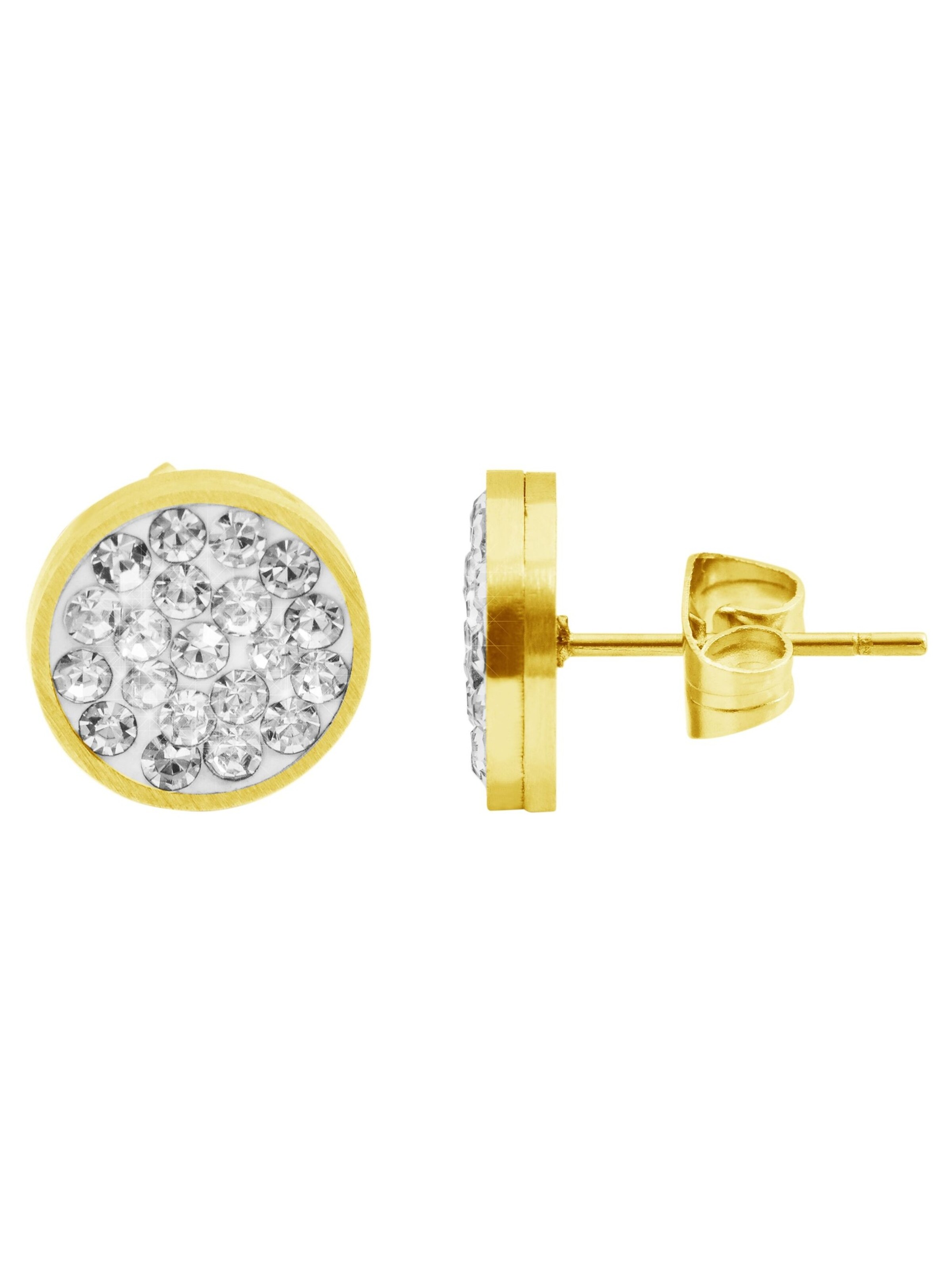 Akzent Earrings 'Edelstahl, Similibesatz, wasserfest, langlebig' in Gold