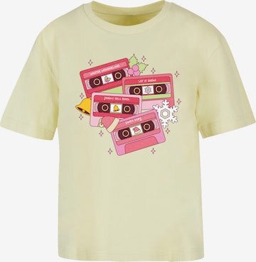 F4NT4STIC Shirt 'Christmas Retro Song Tapes' in Geel: voorkant