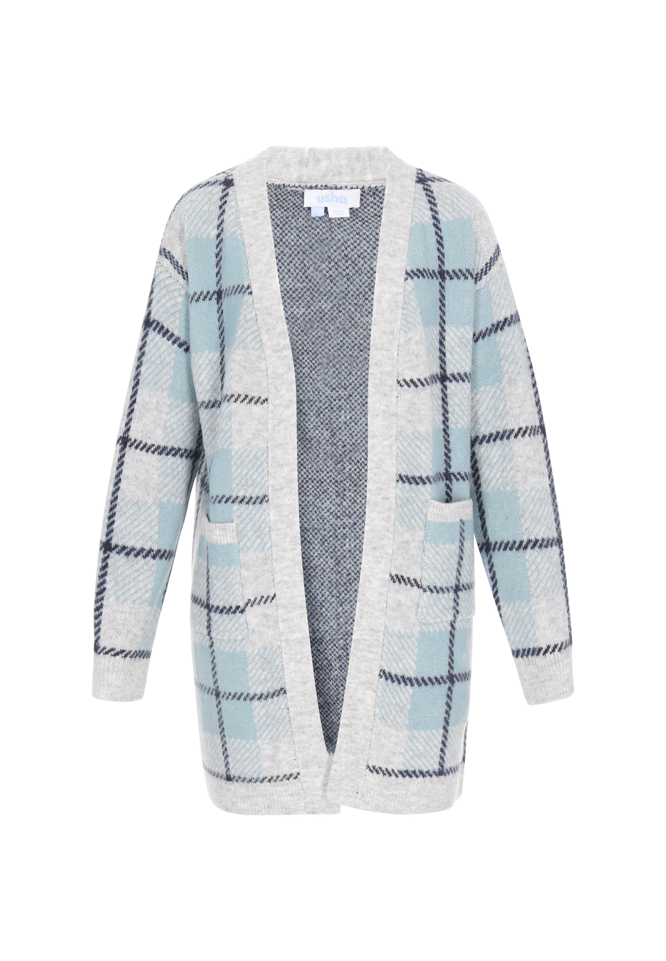 usha BLUE LABEL Gebreid vest in Grijs: voorkant