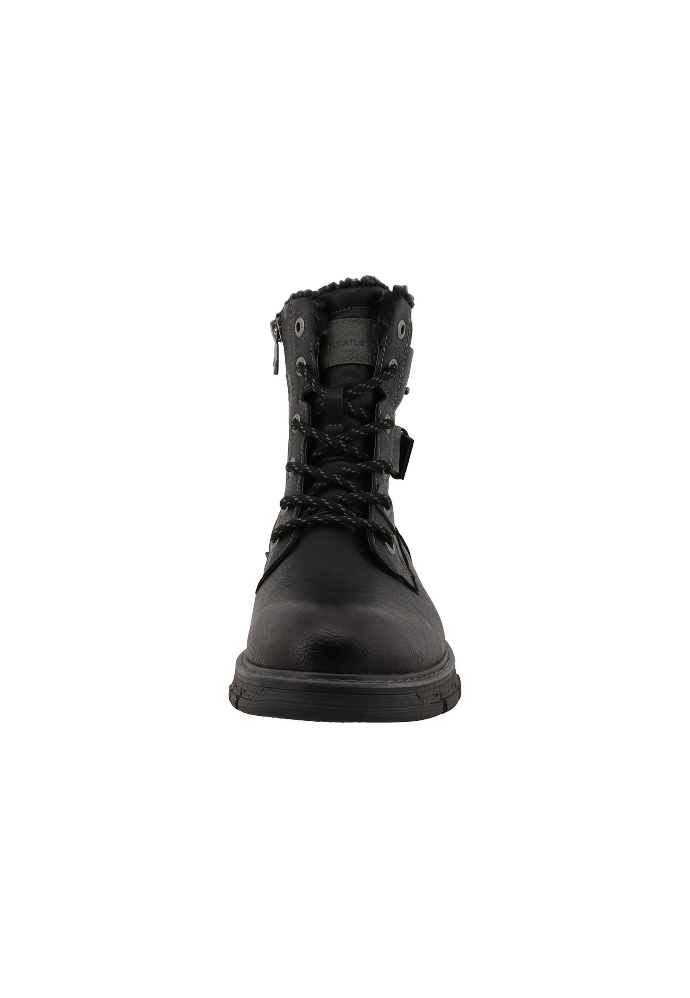 TOM TAILOR - Botas com atacadores em preto