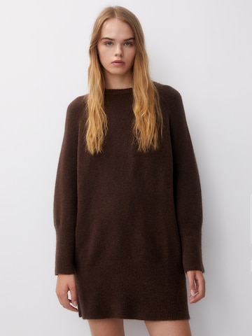 Pull&Bear Knit dress in Brown: front