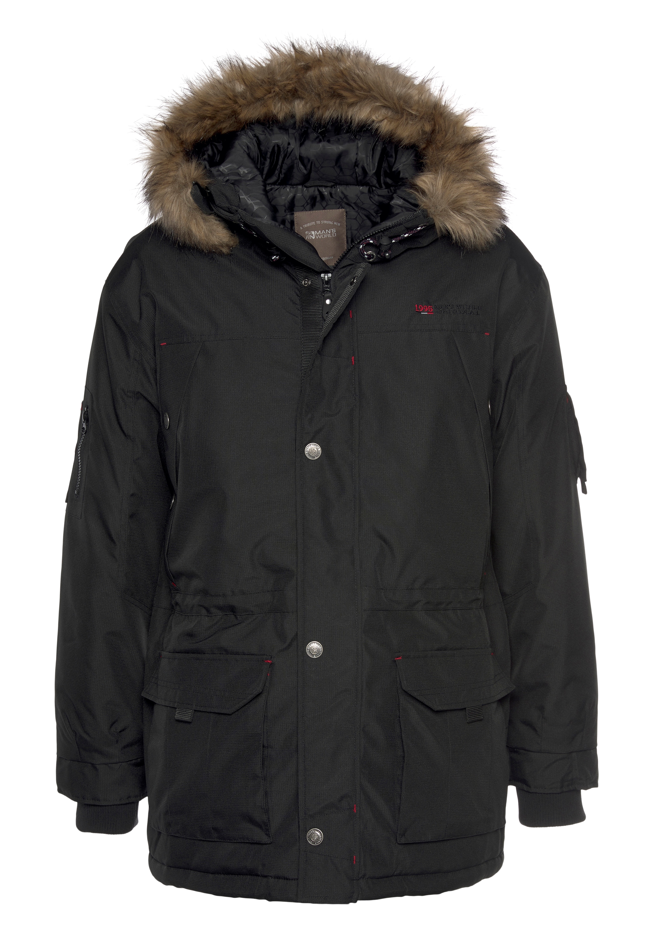 Man's World Winterparka in Schwarz: Vorderseite