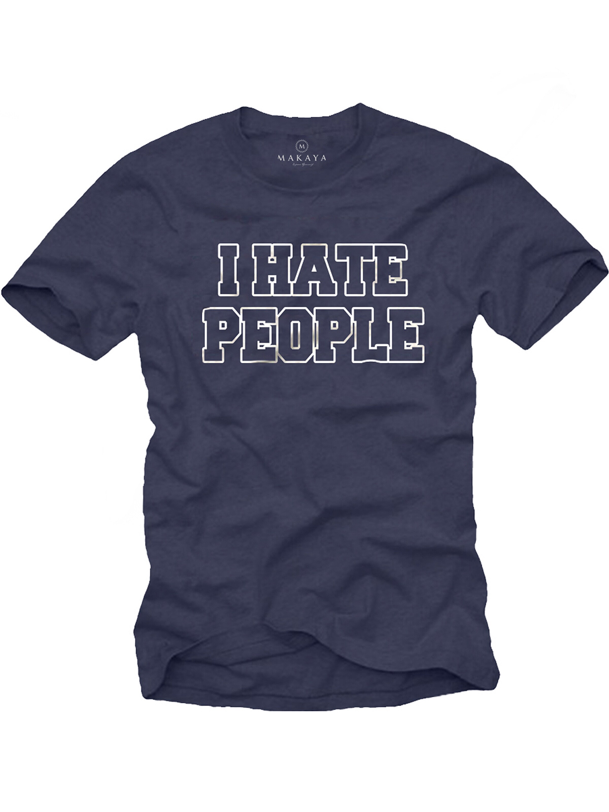 MAKAYA Shirt 'IHatePeople' in Blue: front