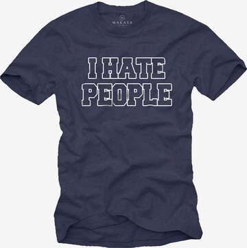 MAKAYA Shirt 'IHatePeople' in Blue: front