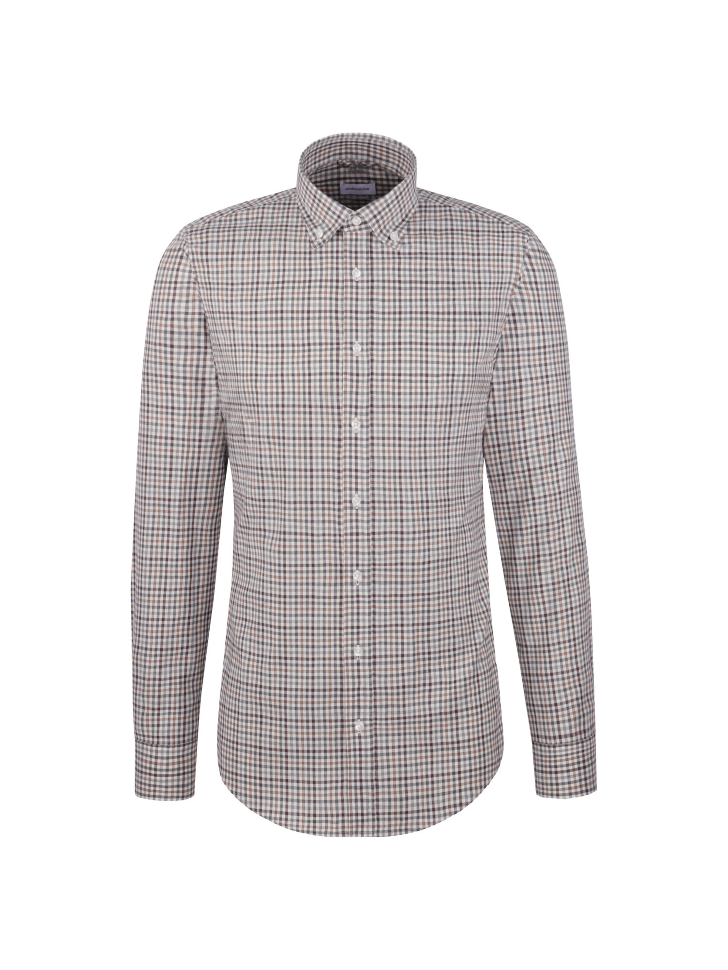 SEIDENSTICKER Slim fit Zakelijk overhemd 'SMART FLANNELS' in Bruin: voorkant