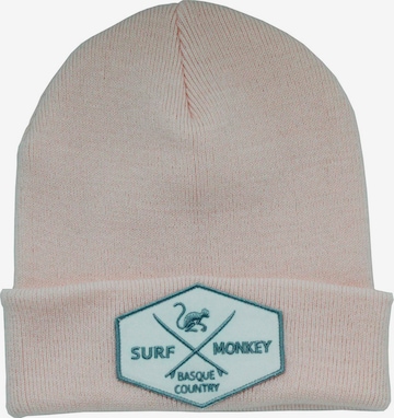 Surf Monkey Beanie in Pink: front