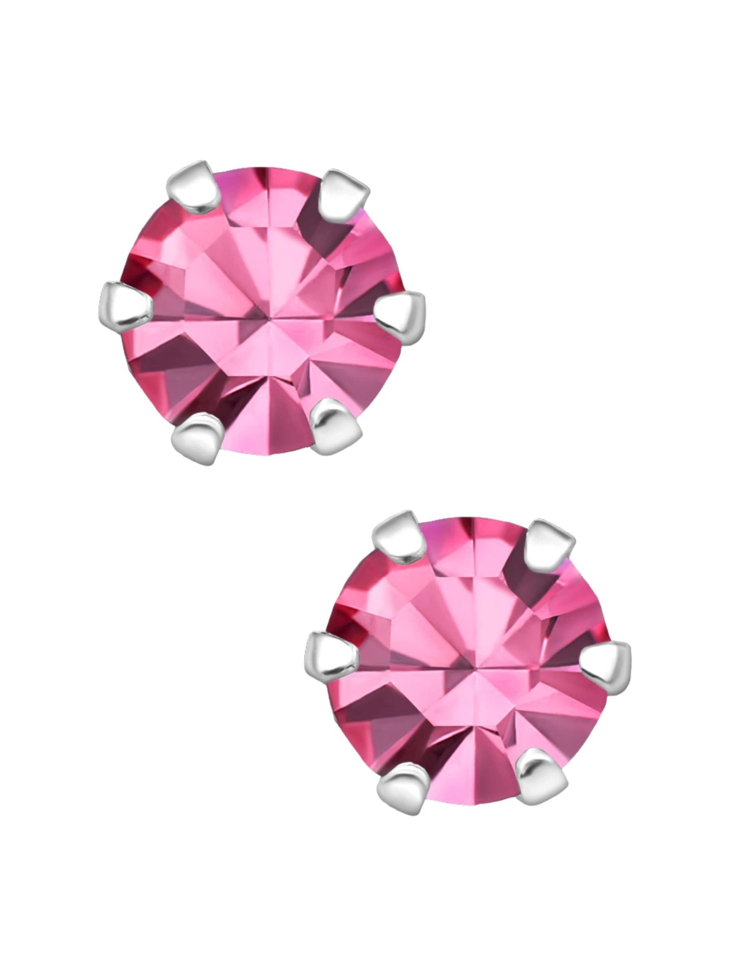 Boucles d'oreilles 'Silberne Runde 5 mm Ohrstecker mit Kristallen' Maxte en rose