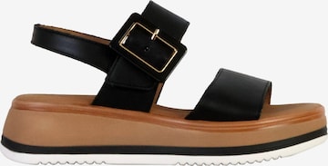 GABOR - Sandalias 'TwistNappa-Sandalen aus Leder mit Keilabsatz und Flechtmuster' en negro: frente