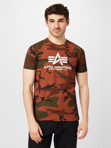 T-Shirt ALPHA INDUSTRIES en marron : devant