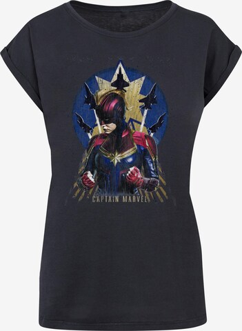 ABSOLUTE CULT T-Shirt 'Captain Marvel - Jet Burst' in Blau: predná strana