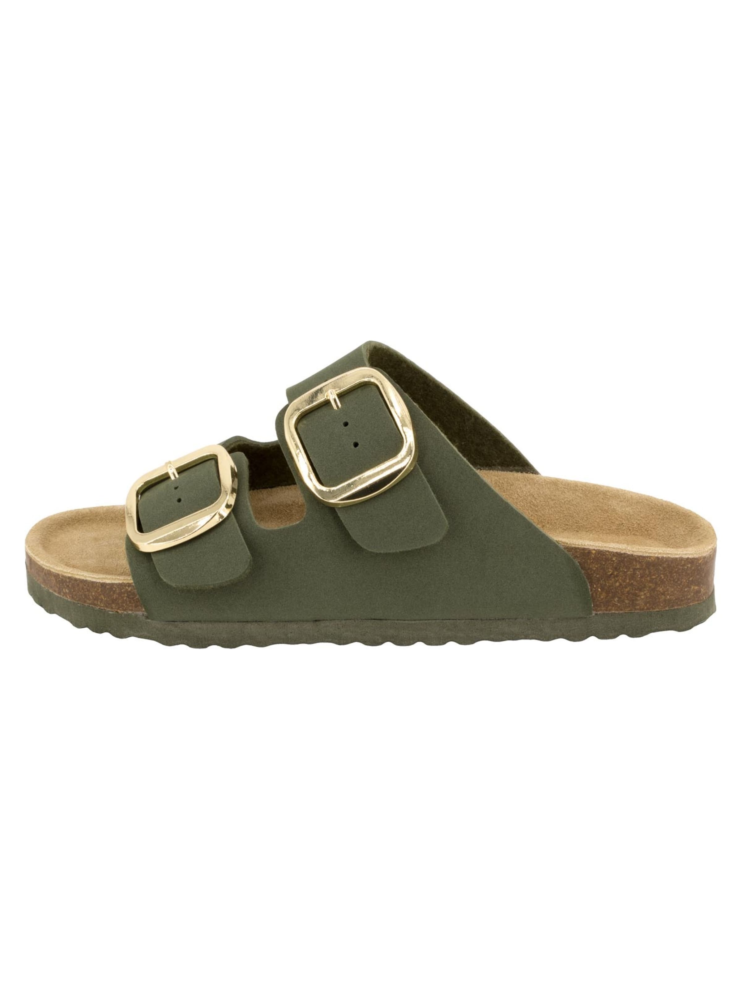 SUPERSOFT by Indigo Pantolette 'Classic' in Grün: Vorderseite